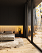 3D Visualization bedroom furniture manufacturing black dark design Interior visualizations warm