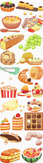 日韩萌系手绘卡通美食甜品蛋糕水印图标ps美化设计png免抠图84张-淘宝网