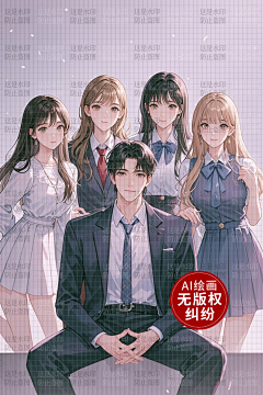 AI版权图库采集到【原创】AI多人 群像 后宫