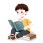 摄图网_402158386_世界阅读日看书的小孩卡通人物素材（非企业商用）