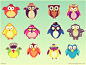 Cute birds ios game characters concept