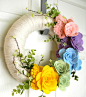 Think Spring!: 12 inch Felt and Yarn Wreath