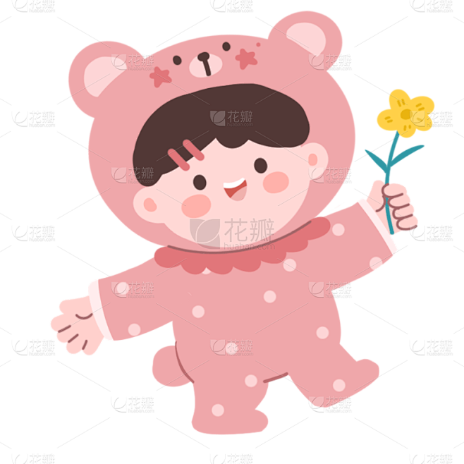 手绘-手账贴纸元素-小女孩