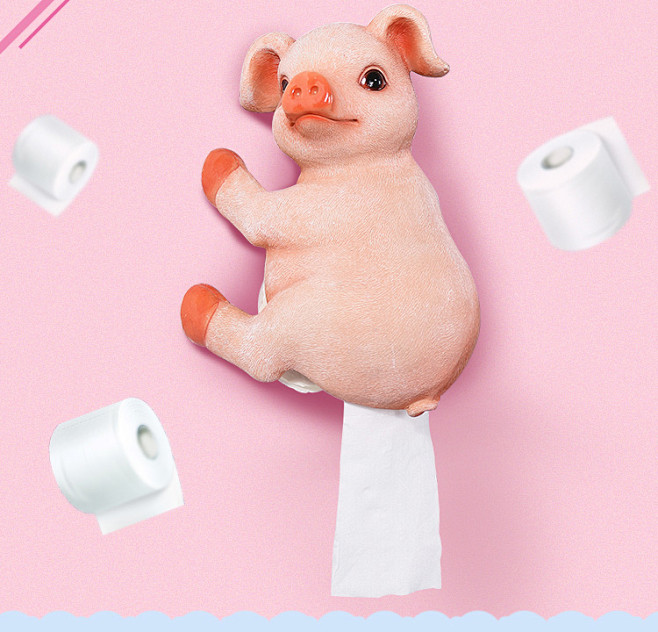 可爱猪创意纸巾架壁挂卫生间用卷纸架家用卷...