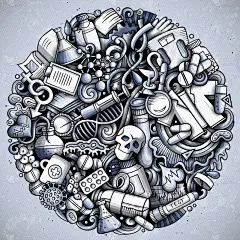 医学手绘矢量涂鸦插图。医疗海报设计。