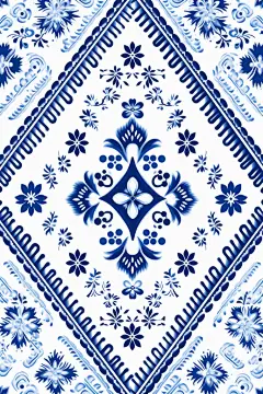 传统青花瓷纹样插图绘画