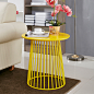 现代创意简约美式铁艺宜家沙发柜移动小茶几边桌黄色角几边几圆几-淘宝网