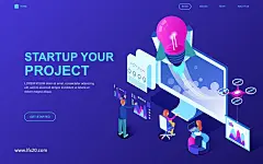 时尚高端多用途的2.5D等轴等距区块链blockchain比特币互联网金融大数据电子商务高科技海报banner着陆页插画设计模板大集合