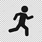 跑步的人在透明风格的图标。在孤立的背景上运行剪影矢量插图。运动慢跑的经营理念。