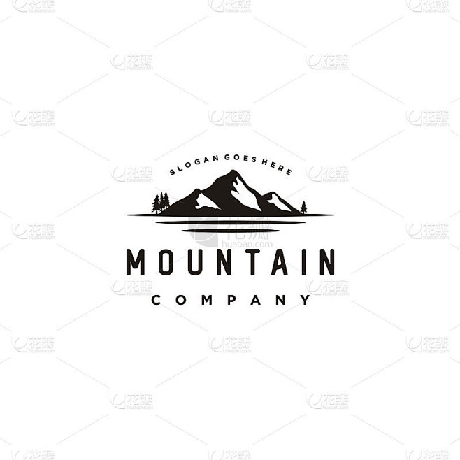 山海设计灵感stock插图山，标志，河，树，山