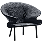 Moroso Doodle Armchair by Front Design in Embroidered Leather with Black Legs For Sale