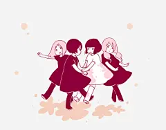 三个黑衣女孩与白衣女孩免抠素材_新图网 https://ixintu.com 四个 小女孩 白裙 黑裙