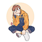 形形式式的坐/蹲姿，回去小练一下 

作者：불곰   #优设每日灵感# ​​​​