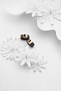 Crivelli Floral Catalogue : Catalogue and campaign created for legendary jewellery brand Crivelli, and shot by Anna Giannuzzi & Stefano Marino. The pieces include a varied series of white paper flowers and surrounding sets, inspired by tropical and fo