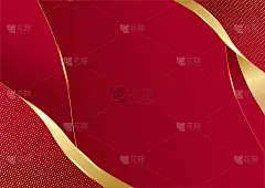 优雅抽象的红色背景与几何三角形形状和线条黄金元素。现实豪华剪纸风格3d现代概念。设计用矢量图