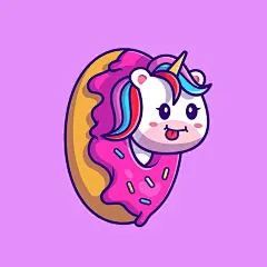 独角兽甜甜圈卡通插画矢量图设计素材
