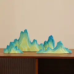 蜀门千里江山新中式陶瓷假山摆件笔托筷子架桌面家居软装装饰送礼-tmall.com天猫