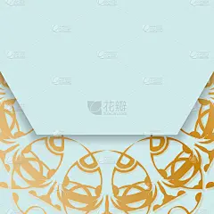 为排版准备的海蓝宝石抽象黄金装饰小册子。