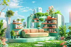 3D家居电商小场景户外场景