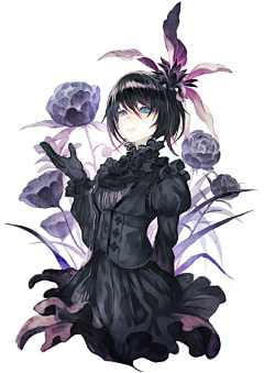 Inksmell采集到花与少女