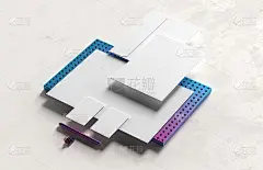 企业身份文具模拟孤立在现代风格的背景。模拟品牌身份。三维演示