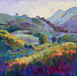 Erin Hanson 是一个善于创作且具有亲和力的画家，她一直致力于创作风景类印象派绘画，神奇的色彩搭配大胆的感官效果具有观赏性。Hanson运用厚涂颜料的绘画手法将色彩和纹理转化成抽象的马赛克形式，她试图尽可能少的用笔触来创造出壮丽和生动的作品，常被称作是“开放式印象派”(转)