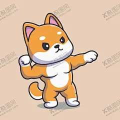 可爱秋田犬矢量卡通插画 【酷图网】可爱,小狗,柴犬,笨狗,狗狗,田园犬,秋田犬,艺术,插画,儿童插画,矢量,儿童画,北欧风,简笔画