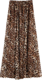 棕色高腰豹纹大裙摆半身长裙-最搭配