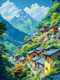 宁静的山谷，色彩斑斓的房屋 - 小红书