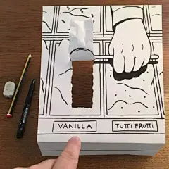 撕纸谁不会？但要撕成艺术家就难了！ : 在普通的A4纸上先画出画，然后撕出3D效果！