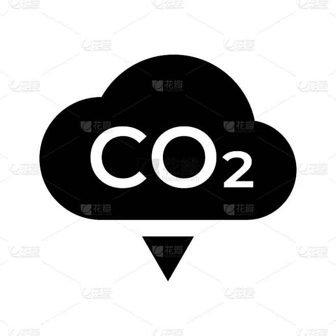 二氧化碳碳排放矢量概念图标徽章素材-花瓣网