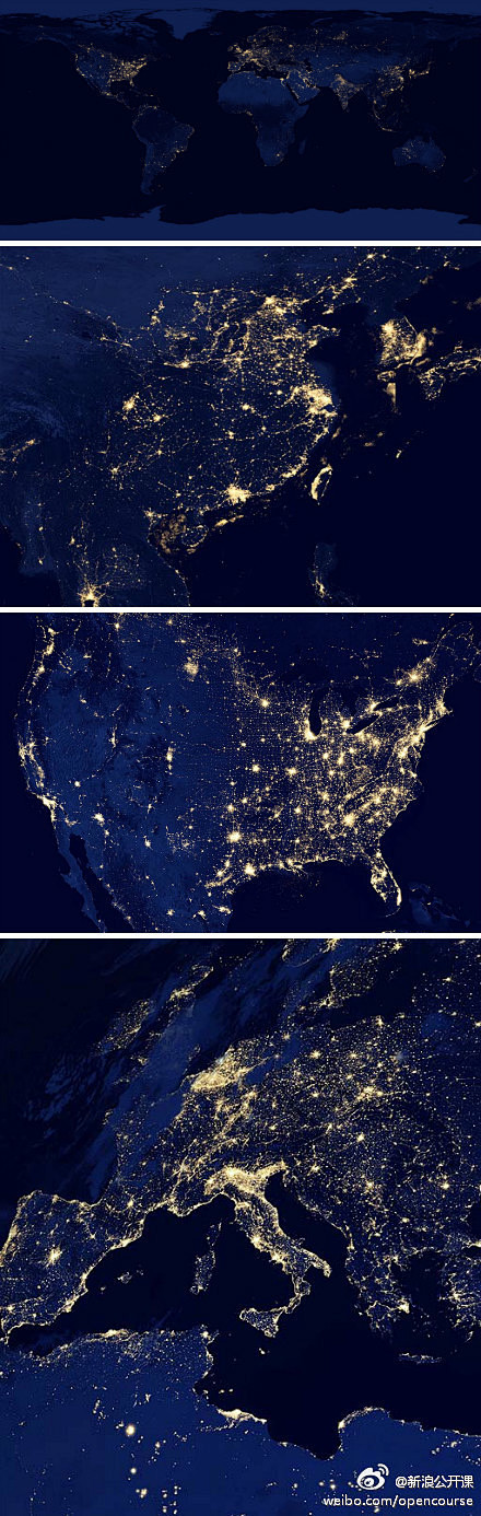 【Earth at Night：地球夜间全景】从太空中俯瞰地球的夜景是什么样的？看看NASA公布的这一组迄今为止最清晰的地球夜间卫星照片。从 ...