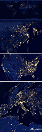 【Earth at Night：地球夜间全景】从太空中俯瞰地球的夜景是什么样的？看看NASA公布的这一组迄今为止最清晰的地球夜间卫星照片。从都市灯光到渔船星火，从中东油气燃烧到澳洲野火肆虐，我们可以看到一副图清晰的地球夜间图景，了解这个世界：http://t.cn/zja18Z1