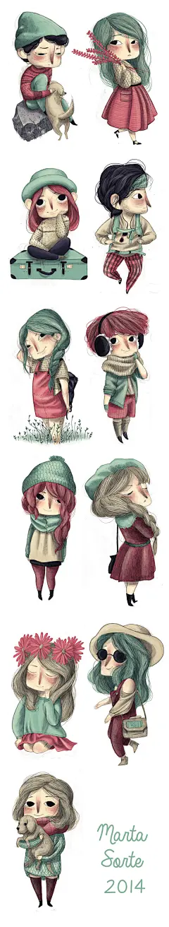 【人物角色设定图集下载】-卡通插画风格绘画插画