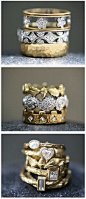 18k yellow Gold and Diamond Starburst Constellation Ring