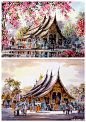 泰国画家Thanakorn Chaijinda为我们描绘了一个国度的美景！想行走在这路上，收获一份满满的好心情～