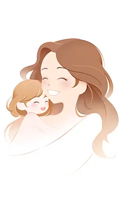 花瓣素材_母亲节-唯美感温馨亲子互动插画元素_194150267