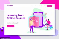 源文件-在线课程主题网站设计矢量插画(AI,EPS,FIG,SKETCH)