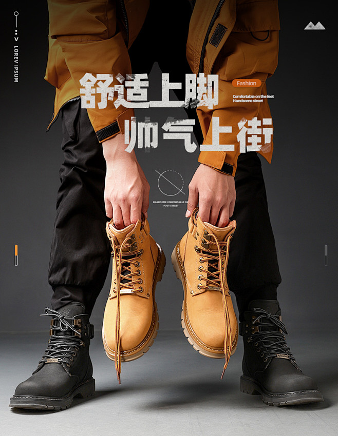 骆驼男靴2019冬季新款马丁靴男英伦复古...