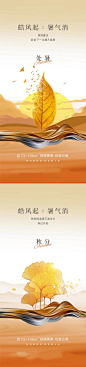 【南门网】广告 海报 节气 处暑 枫叶 背景 系列 大气