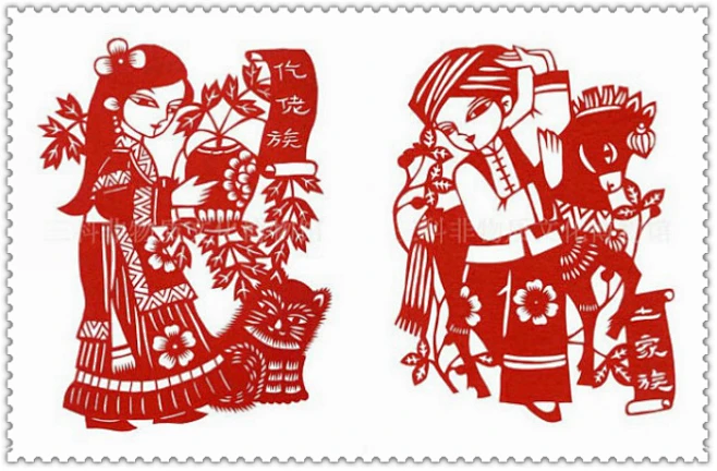 五十六个民族风情剪纸艺术作品（一）-花瓣网