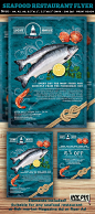 Seafood Restaurant Magazine Ad or Flyer Template by Christos Andronicou, via Behance: 