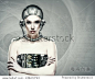 Cyborg woman, abstract science and technology backgrounds