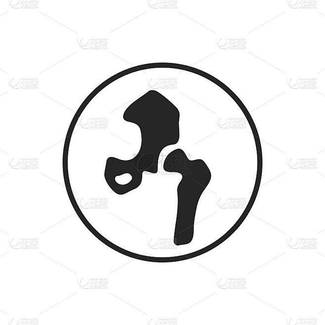 矢状医学图标髋关节孤立白色