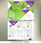 brochure folder leaflet geometric triangle origami abstract element green color background - stock vector