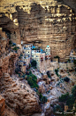 圣乔治monastry的Wadi科尔特，朱迪亚沙漠，以色列。