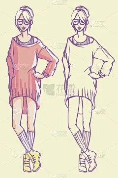潮女郎时尚插画