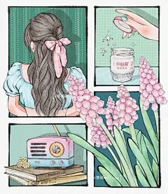 procreate水彩插画｜静待花开｜附线稿