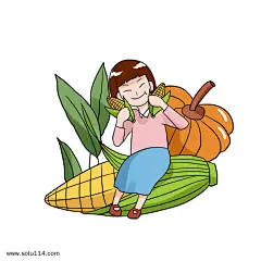 丰收卡通手绘插画图片png免抠元素卡通手绘背景装饰免扣图片