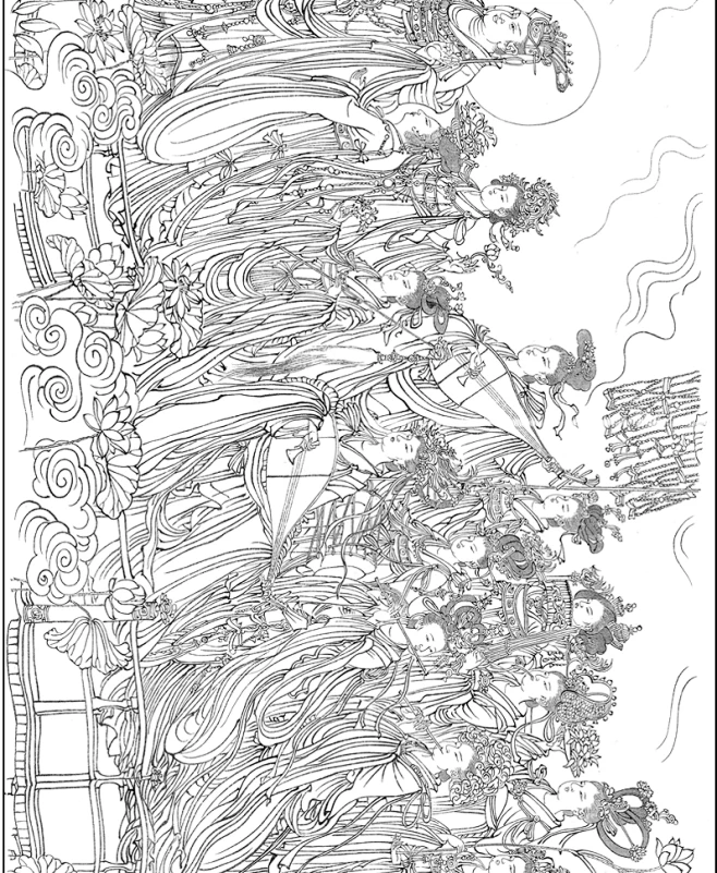 八十七神仙卷白描工笔画白描底稿古画长卷白描吴道子87神仙卷实物打印稿无彩图G011-tmall.com天猫-花瓣网